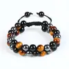 Pulsera de Ojo de Tigre Ojo de Gato Doble Fila Pulsera de Obsidiana con Venas Rojas Turquesa Pulsera de Fantasma Verde Pulsera de Piedra Natural