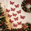 Mariposas Navideñas Estéreo 3D, un Paquete de 12, para Sala de Estar, Dormitorio, Decoración de Fondo para el Hogar, Pegatinas de Pared, Decoración de PVC, Estilo Realista