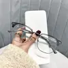 Nuevas Gafas Metálicas de Media Montura Estilizadas y Ultraligeras para Línea de Cejas, para Hombres y Mujeres, Se Pueden Montar con Lentes Graduadas, Versátiles y Modernas