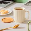 Taza de Cerámica con Esmalte de Color Patrón Vertical Fresca y Simple Taza para Desayuno con Tapa Taza para Café de Oficina Vaso para Agua