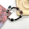 Pulsera de Cerámica Cocida en Horno Estilo Chino Nuevo de Jingdezhen con Incrustaciones de Madera Natural, Borlas de Plata Vintage, Estilo Nacional de Nicho, Exhibición de Puesto Estudiantil