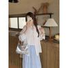 Estilo Europeo y Americano Talla Grande Foto Real Camisa Delgada Rayada Abrigo de Verano para Mujer Nuevo Diseño Francés Top Holgado