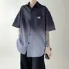 Camisa de Manga Corta Tie-Dye Degradado de Marca de Moda Nueva de Verano para Hombre de Manga Tres Cuartos Holgada Atractiva Casual de Gama Alta