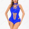 Lencería de red, tirantes ajustados, espalda descubierta, bikini con aberturas