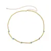 Cadena de cuerpo de color de una sola capa con cuentas de arroz hechas a mano, estilo étnico de ocio europeo y americano, cadena de cintura de flor para chica popular, femenina