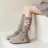 Calcetines de Niña con Doble Lazo Tejidos con Estilo Cubrepiernas Lolita Color Sólido Calcetines Apilables para Bebé Fabricantes