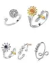 Anillo Giratorio de Plata Tailandesa para la Ansiedad Anillo para el Dedo Índice Multi-Círculo Cuentas de Transferencia Auspicioso Transferencia Moda Coreana Regalo para Novia