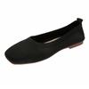 Sapatos Touca Tricotada para Mulheres 2022 Verão Novo Estilo Respirável Sola Macia Flats Fundo Plano Voador Tricotado Boca Rasa Cor Pura Roupa de Trabalho Sapatos de Trabalho