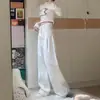 Jeans Blancos de Cintura Alta de Pierna Ancha para Mujeres Petites, Tallas Grandes, Estilo Nuevo, Corte Recto, Plisados, Forma de Pera, Pantalones Largos