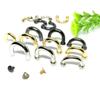 En stock, venta al por mayor, accesorios de hardware para equipaje, puente de arco de tornillo en forma de U, hebilla de manija decorativa, hebilla colgante de aleación chapada en semicírculo