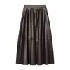 Moda europea y americana transfronteriza para mujer AliExpress INS superventas falda de línea A elegante retro de cuero PU