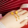 Pendientes de Loto Estilo Chino para Mujer, Hilos Florales Vintage para Oreja, Diseño de Imitación de Oro Arena Estilo Antiguo, Populares en Xiaohongshu