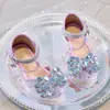 Zapatos de Princesa para Niñas 2026 Verano Nuevo Estilo Zapatos de Princesa con Lazo y Pedrería para Niña Sandalias de Tacón Alto con Suela Suave y Lentejuelas