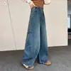 Pantalones Curvos de Parches de Mezclilla para Niñas 2026 Nuevo Estilo Otoño Pantalones de Pierna Ancha Vintage para Niños Mayores, Ropa Infantil Zhili, Huzhou