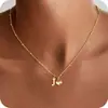 Collar con Letra Personalizado Estilo Europeo y Americano para Mujer, Cadena Elegante, Joyería con Colgante de Corazón que Conserva el Color, Cadena para el Cuello, Regalo de Cumpleaños