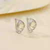 Yuebao Joyería Amatista Plata de Ley S925 Citrino Ojo de Fénix Forma de Hoja Corte Pendientes de Clip de Alta Gama Venta al por Mayor