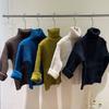 Estilo Coreano Meninos e Meninas Listra de Poço Macacão de Veludo Espessado Gola Alta Suéter Camisa Base Infantil Cor Sólida Tricô Peça de Cima Versátil
