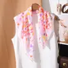Pañuelo Cuadrado Suave de Color Claro de 70 cm para Mujer, Nuevo Pañuelo de Seda para Primavera y Verano, Estilo Elegante, Combinado con una Camisa, Elegante Pañuelo Pequeño para el Cuello, Versátil