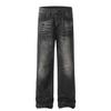 Fx070 Vaqueros Rectos para Hombre Estilo Retro High Street Americano Diseño Neutro en Tinta Negra Lavada con un Toque de Lujo
