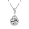 Xiaohongshu Kuaishou Douyin Influencer En Vivo Collar Chapado en Plata Piedra de Alto Carbono Diamante Cuadrado Lágrima Forma de Pera Colgante para Mujer Venta al por Mayor