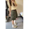 Shorts de Trabajo de Algodón Lavado Estilo Americano para Hombres y Mujeres, Pantalones Casuales de Verano de Pierna Ancha Holgados de Ajuste Limpio, Shorts de Cinco Puntos Casuales para Parejas