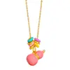 Collar Colgante de Calabaza con Polvo de Oro, Estilo Chino Versátil Cadena para Clavícula para Mujer