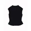 Cárdigan de punto sintético con cuello en V 100% Lyocell Tencel para mujer, prenda exterior de principios de otoño, chaleco ajustado a la cintura, top de punto sin mangas