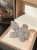 Elegante Anel Aberto Flor com Cravação de Diamantes em Estilo Francês Luxuoso, Anel de Dedo Indicador de Nicho de Alto Padrão, Joias de Nicho Modernas e Exquisite
