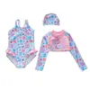 Trajes de Baño para Niñas 2026, de una Pieza con Mangas Largas, Lindos de Dos Piezas con Mangas Largas para Bebés Niñas