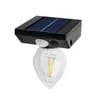 Luz de bombilla de filamento de tungsteno con sensor de movimiento alimentada por energía solar para patio exterior, iluminación solar de jardín, luz de pared ambiental