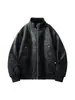 Chaqueta vintage de gamuza con cuello alto para hombre, abrigo casual cálido engrosado para otoño e invierno, prenda superior versátil de moda para hombre