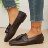 Comercio electrónico transfronterizo, talla grande, nueva colección de otoño 2026, mocasines planos sin cordones de punta cuadrada, mocasines casuales para mujer, zapatos planos de cuero