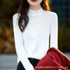 Camiseta Interior Térmica de Terciopelo para Mujer, Cuello Semi Alto, Versátil, Moda Primavera Otoño, Manga Larga, Tejido Fino, Prenda Interior, Top Blanco