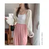 Cárdigan Protector Solar de Seda Helada Transfronterizo Ropa Exterior para Mujer Verano Blusa Delgada Chaleco Pequeño Top de Punto Corto Protector Solar para Mujer