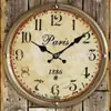 Reloj de pared MDF de venta caliente transfronterizo/reloj retro/reloj decorativo para cocina sala de estar/reloj al por mayor en stock del fabricante