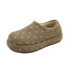 Zapatos de algodón personalizados para mujer, mules retro de punta redonda con suela gruesa, diseño de lunares estilo coreano, nueva colección 2026, estilo slip-on