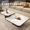 Mesa de centro de luxo leve, sala de estar, uso doméstico, tampo de vidro e pedra, design moderno, estilo moderno e minimalista, adequada para apartamentos pequenos, mesa de centro combinada quadrada