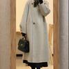 2025 Estilo Coreano Avena Lana Abrigo Estilo Hepburn Retro Holgado Recto Otoño e Invierno Abrigo de Lana de Longitud Media para Mujer