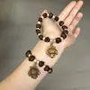 Pulsera Original Nueva Estilo Chino para Estudiantes con Granos de Café, Elementos de Osito Lindo, Zorro de Nueve Colas y Perro Canela, un Éxito en Xiaohongshu