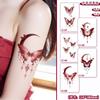 Xmxp rojo vino Adhesivo Tatuaje de Mariposa Impermeable para Mujer Duradero Brazo Clavícula Color Media Luna Roja Flor Brazo