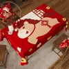Mantel de Año Nuevo Impermeable Accesible Lujo Gama Alta Rojo Festivo Atmósfera Festiva Mantel Decorativo Mesa de Café Salvamanteles