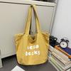 Bolsa de Lona Lavada Estilo College Retrô Feminina Casual Preguiçosa Mais Fácil de Combinar Bolsa de Ombro Aula Deslocamento Bolsa Tote de Grande Capacidade