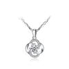 Versión coreana de colgante de trébol de cuatro hojas con diamante giratorio de plata 925 chapada, moda simple, cadena de clavícula de cristal, joyería al por mayor