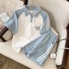 Conjunto Esportivo Casual Tendência Feminino Verão Meninas Estilo Japonês Estilo Universitário Camisa Polo Solta Manga Curta Shorts Conjunto de Duas Peças