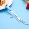 Tenedor de acero inoxidable para el hogar, lindo tenedor de postre de pata de gato, pincho de fruta, tenedor de fruta seguro para niños, tenedor para pastel, tenedor para pastel de luna