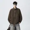 Nueva Chaqueta de Algodón Puro para Hombre Primavera 2026, Top de Trabajo Rayado Vintage, Abrigo de Cuello Alto Texturizado de Manga Larga para Primavera y Otoño