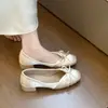 Primer Encuentro Temporada Lazo Suave Tacón Grueso Satín Slip-On Zapatos de Mujer 2026 Nuevos Elegantes para el Trabajo