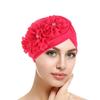 10 colores AliExpress sombrero pañuelo para la cabeza plisado sombrero de sandía aplique tres flores pañuelo para la cabeza sombrero bolsa de moda sombrero para la cabeza