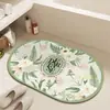 Tapete de Chão de Terra de Diatomáceas Estilo Americano Floral para Banheiro, Entrada de Vaso Sanitário, Tapete Antiderrapante, Tapete Absorvente de Secagem Rápida para Banheiro