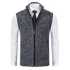 Chaleco de Punto para Hombre con Cuello Alto, Chaleco Suéter sin Mangas, Chaqueta Chaleco Gruesa con Cremallera, Colección Otoño e Invierno 2023 Transfronteriza
